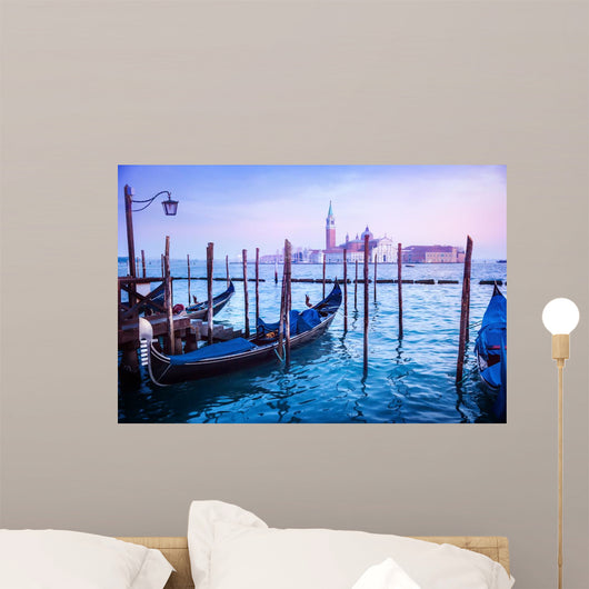 Blue Dawn Venice Gondolas Wall Decal