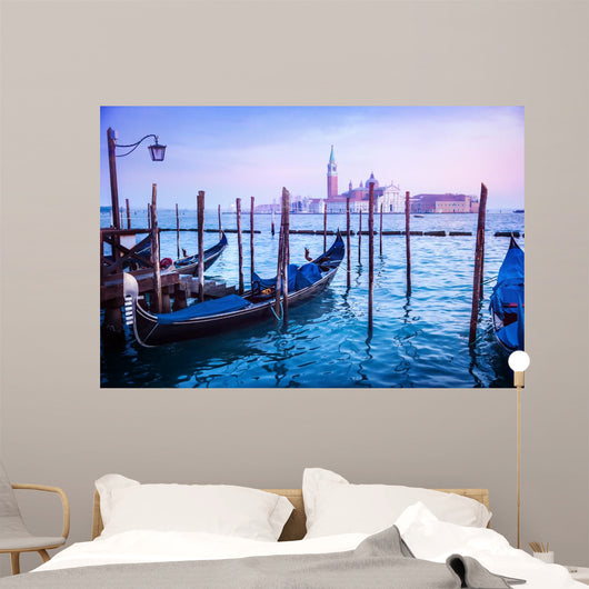 Blue Dawn Venice Gondolas Wall Decal