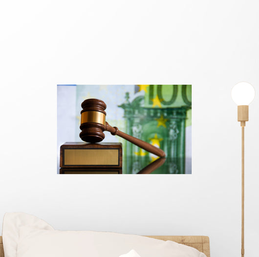 Wooden Justice Gavel and Wall Decal