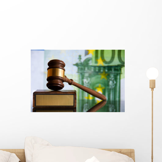 Wooden Justice Gavel and Wall Decal