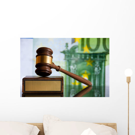 Wooden Justice Gavel and Wall Decal