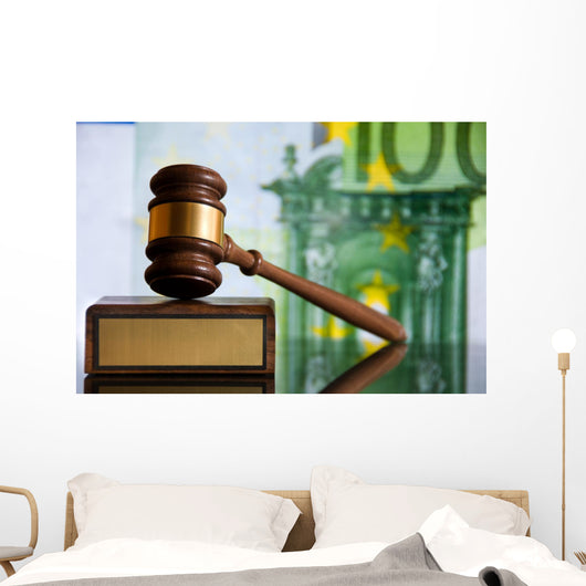 Wooden Justice Gavel and Wall Decal