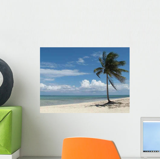 Lone Palm Tree Beach Wall Decal