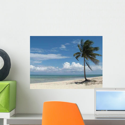 Lone Palm Tree Beach Wall Decal
