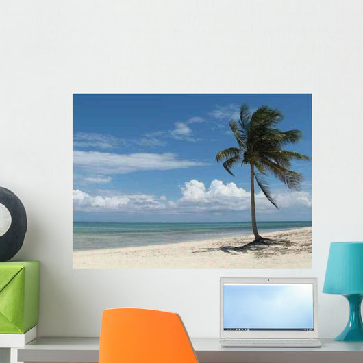 Lone Palm Tree Beach Wall Decal