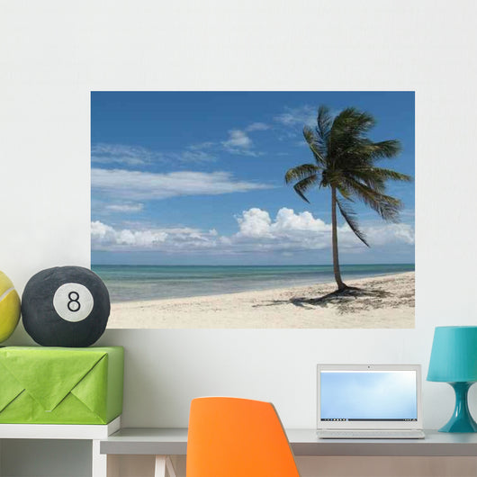 Lone Palm Tree Beach Wall Decal