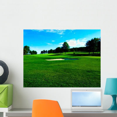 Golf Field Wall Decal shown on a wall