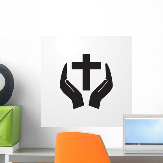 Christian Cross with Hand Wall Decal