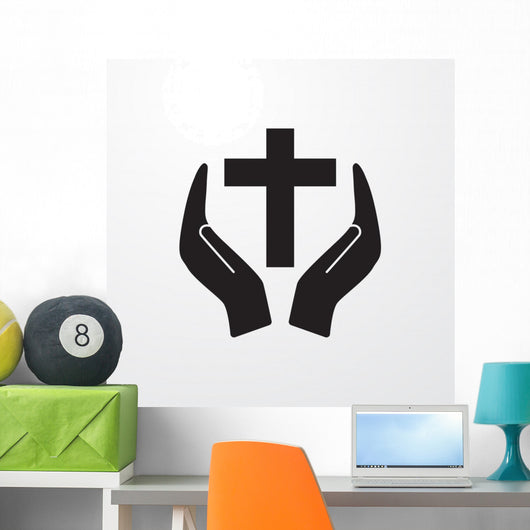 Christian Cross with Hand Wall Decal