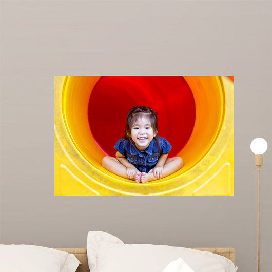 Asian Girl Play Color Wall Decal