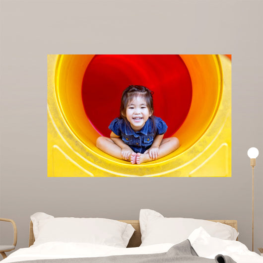 Asian Girl Play Color Wall Decal
