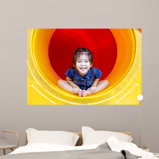 Asian Girl Play Color Wall Decal