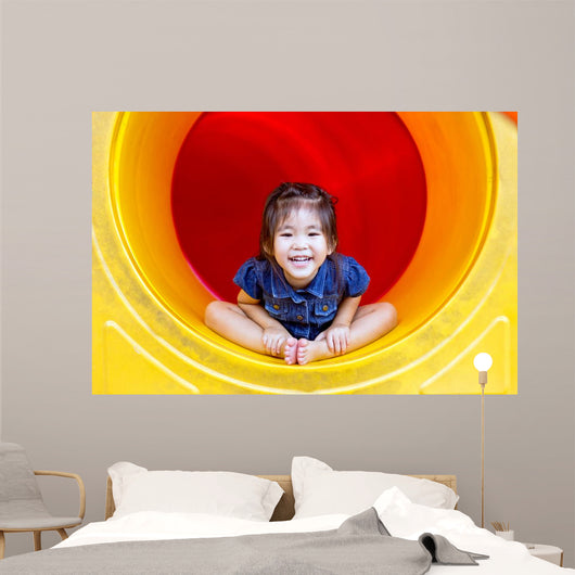 Asian Girl Play Color Wall Decal