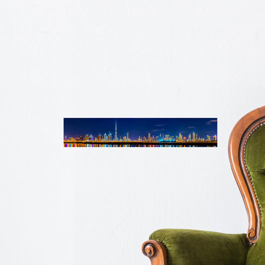 Night Time Downtown Dubai Wall Mural Panoramic