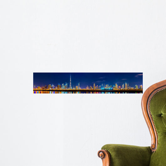 Night Time Downtown Dubai Wall Decal Panoramic Wall Decal Design 2