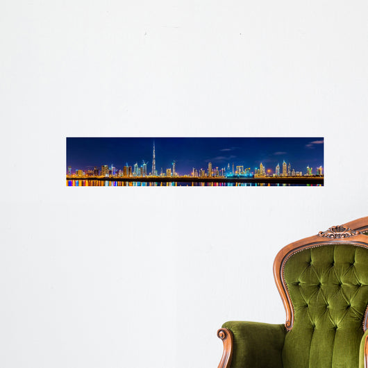 Night Time Downtown Dubai Wall Decal Panoramic Wall Decal Design 2