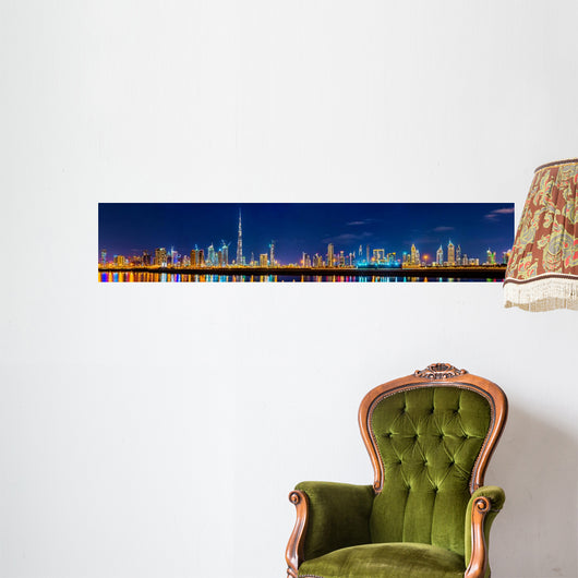 Night Time Downtown Dubai Wall Mural Panoramic