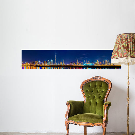 Night Time Downtown Dubai Wall Mural Panoramic