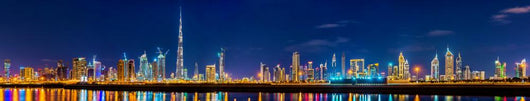 Night Time Downtown Dubai Wall Mural Panoramic