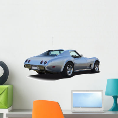 American Classic Muscle Car Wall Decal shown on a wall
