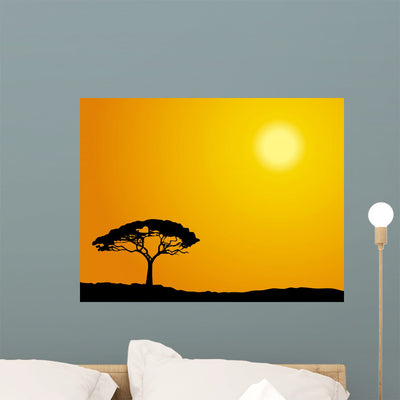 African Tree Wall Decal shown on a wall