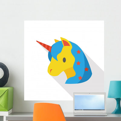 Fairy Tale Unicorn Flat Wall Decal shown on a wall
