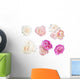 Six Floral Peonies Flower Wall Decal Sticker Set