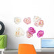 Six Floral Peonies Flower Wall Decal Sticker Set
