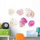 Six Floral Peonies Flower Wall Decal Sticker Set