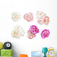 Six Floral Peonies Flower Wall Decal Sticker Set