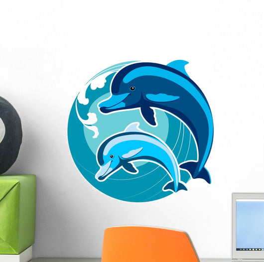 Feng Shui Dolphin Wave Wall Decal