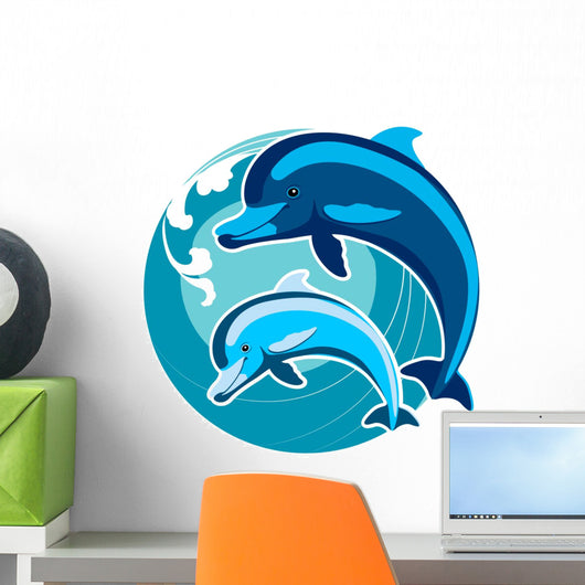 Feng Shui Dolphin Wave Wall Decal