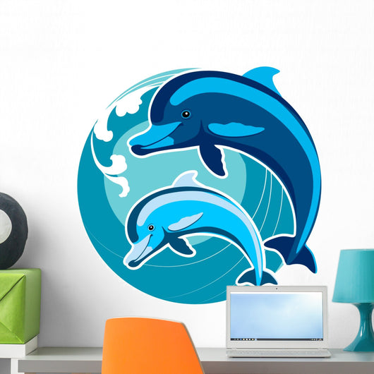 Feng Shui Dolphin Wave Wall Decal