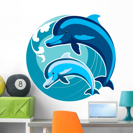 Feng Shui Dolphin Wave Wall Decal