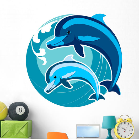 Feng Shui Dolphin Wave Wall Decal