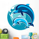 Feng Shui Dolphin Wave Wall Decal