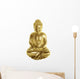 Golden Buddha Sitting Cross-Legged on White Background Wall Decal