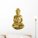 Golden Buddha Sitting Cross-Legged on White Background Wall Decal