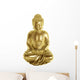 Golden Buddha Sitting Cross-Legged on White Background Wall Decal