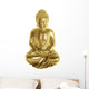 Golden Buddha Sitting Cross-Legged on White Background Wall Decal