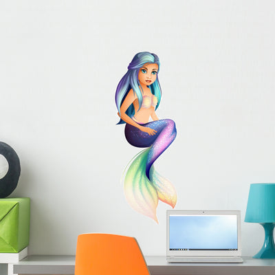 Mermaid Wall Decal shown on a wall