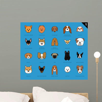 Dog Faces Stroke Icon Wall Decal shown on a wall