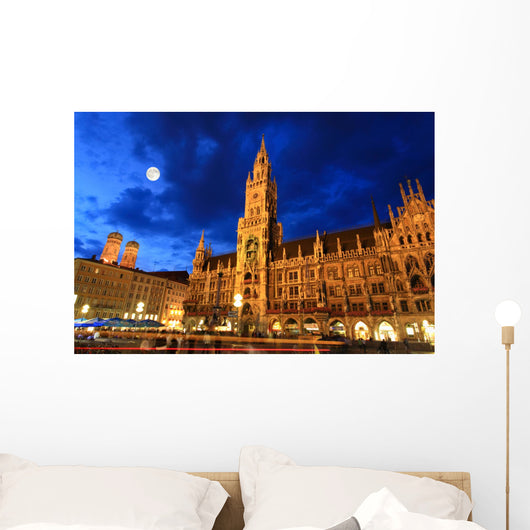 Night Scene Town Hall Wall Decal