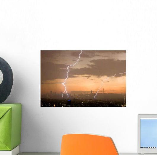 Lightening Strike over Johannesburg Wall Decal