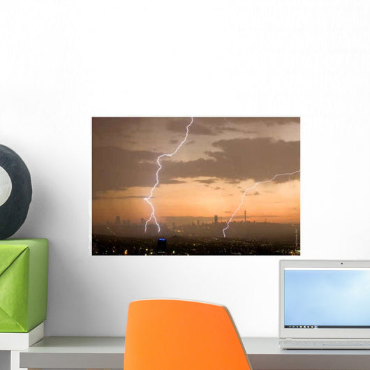 Lightening Strike over Johannesburg Wall Decal
