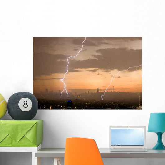 Lightening Strike over Johannesburg Wall Decal