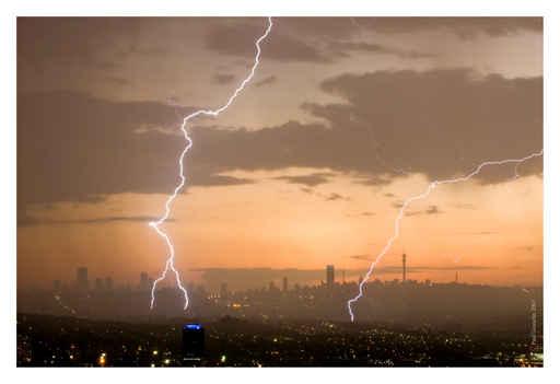 Lightening Strike over Johannesburg Wall Decal