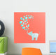 Baby Elephant Spraying Water Wall Decal