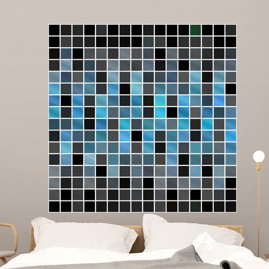 Blue Black Tiles Wall Decal