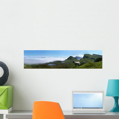 Little Lamb above Clouds Wall Decal shown on a wall